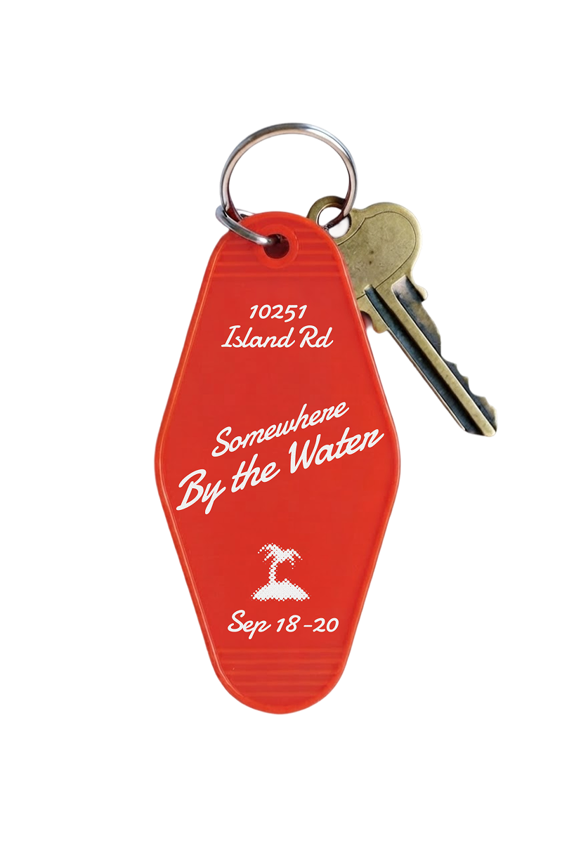 Motel key tag — Somewhere By the Water, Sep 18–20